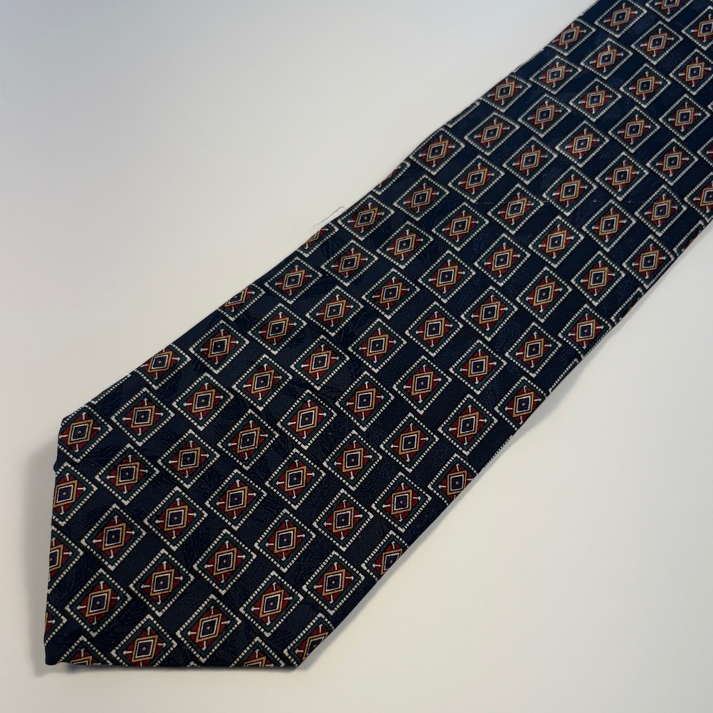ELIZABETH NELL Cravatte Navy Diamond Silk Tie